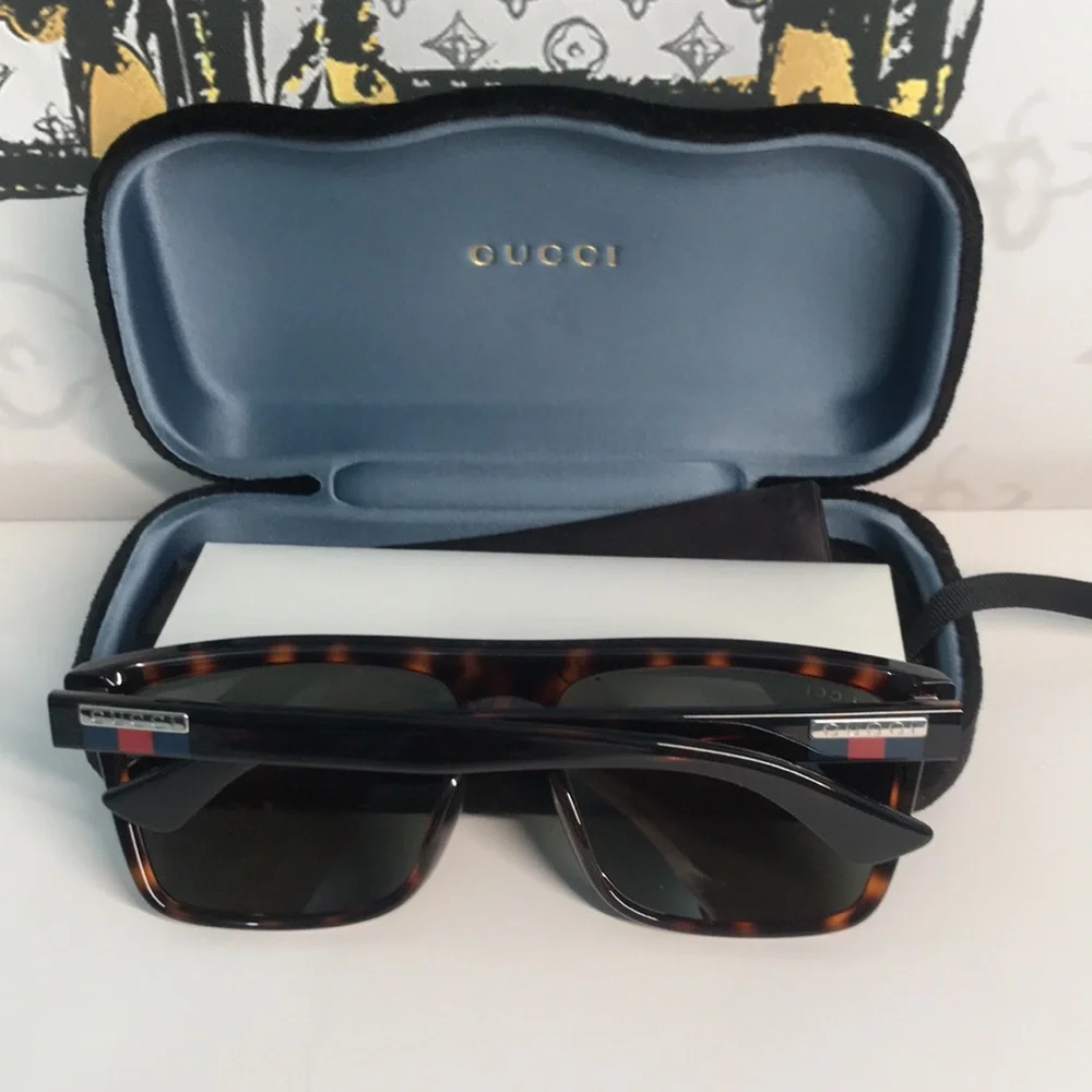 ✨ Brand New Gucci GG0748S 003 Sunglasses – Havana with Green Lenses ✨